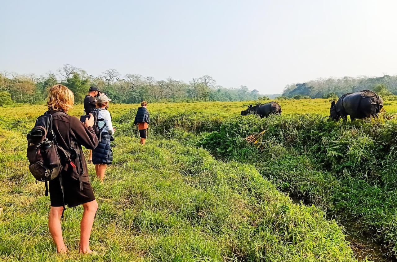 Hotel Rhinoceros-Homestay Sauraha Exteriör bild